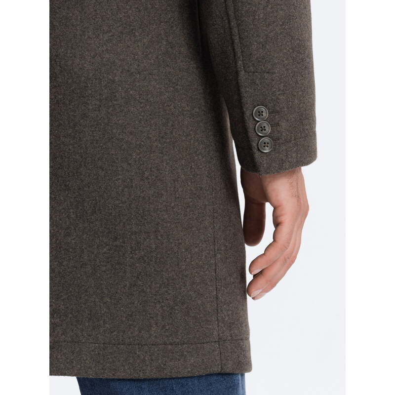 Ombre Clothing Lengvas vienspalvis vyriškas paltas - grafito chaki spalvos V6 OM-COWC-0104