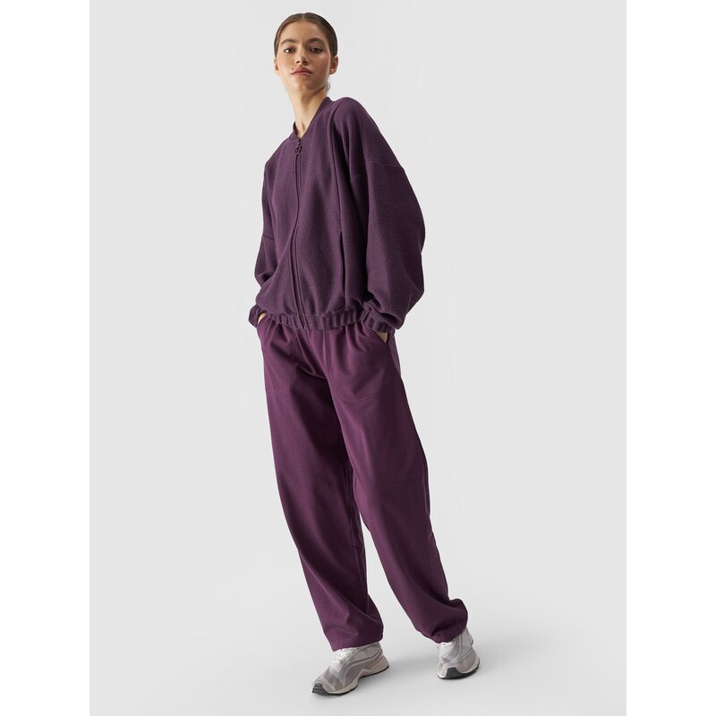 4F Moteriškas sportinis atsegamas džemperis be gobtuvo - violetinis