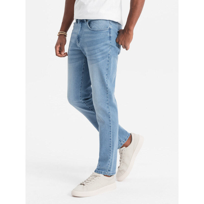 Ombre Clothing Vyriškos džinsinės kelnės SLIM FIT - šviesiai mėlynos V2 OM-PADP-0110