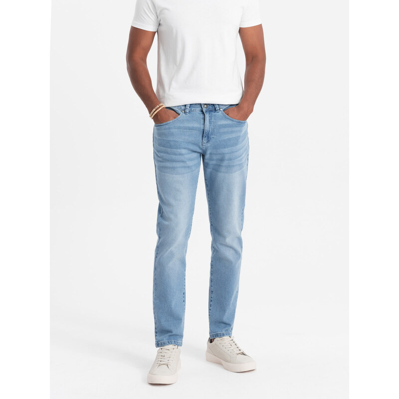 Ombre Clothing Vyriškos džinsinės kelnės SLIM FIT - šviesiai mėlynos V2 OM-PADP-0110