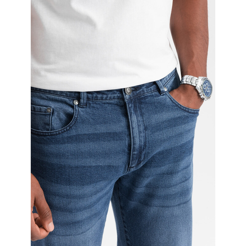 Ombre Clothing Vyriškos džinsinės kelnės STRAIGHT LEG - mėlynos V3 OM-PADP-0133