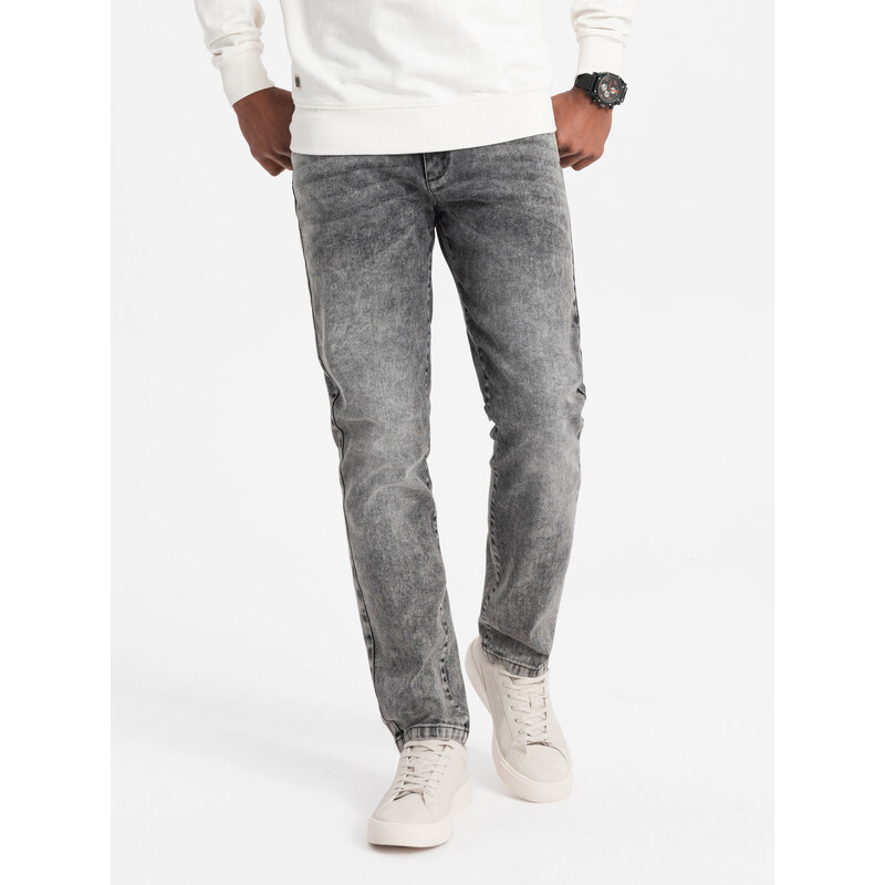 Ombre Clothing Vyriškos džinsinės kelnės STRAIGHT LEG - pilkos spalvos V4 OM-PADP-0133