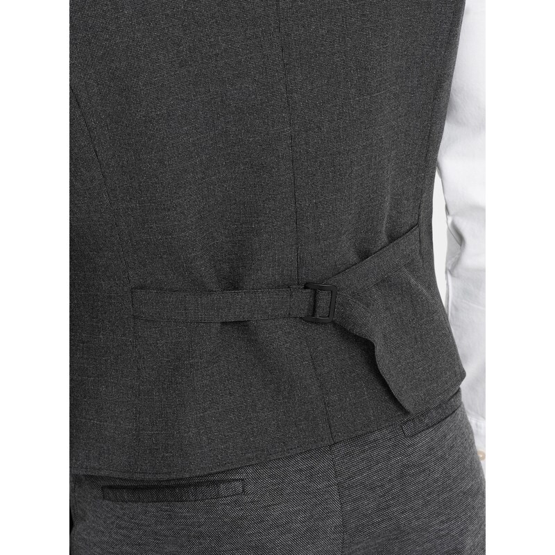 Ombre Clothing Vyriška kostiumo liemenė su apykakle - grafito spalvos V2 OM-BLZV-0109