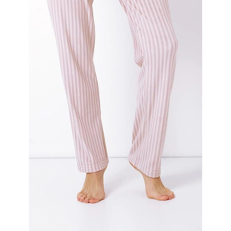 Aruelle ilga šilta pižama "Lunna Long Dusty Pink - Cream Stripes"