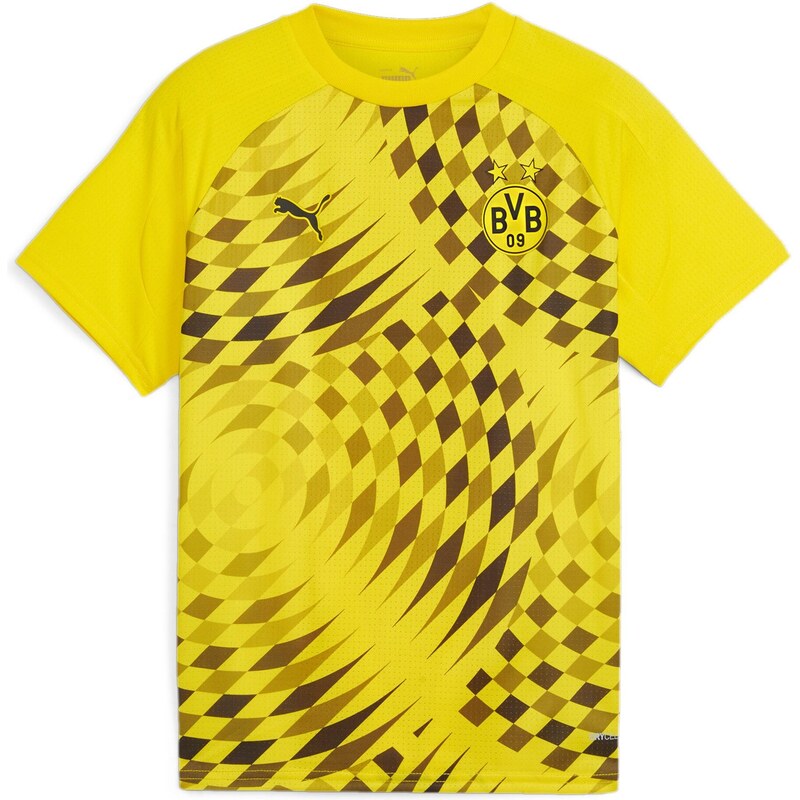 PUMA Sportiniai marškinėliai 'Borussia Dortmund Prematch' tamsiai ruda / geltona / juoda