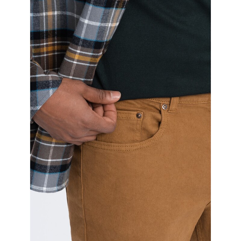 Ombre Clothing Vyriškos džinsinės kelnės be trynimo SLIM FIT - kupranugaris V10 OM-PADP-0148