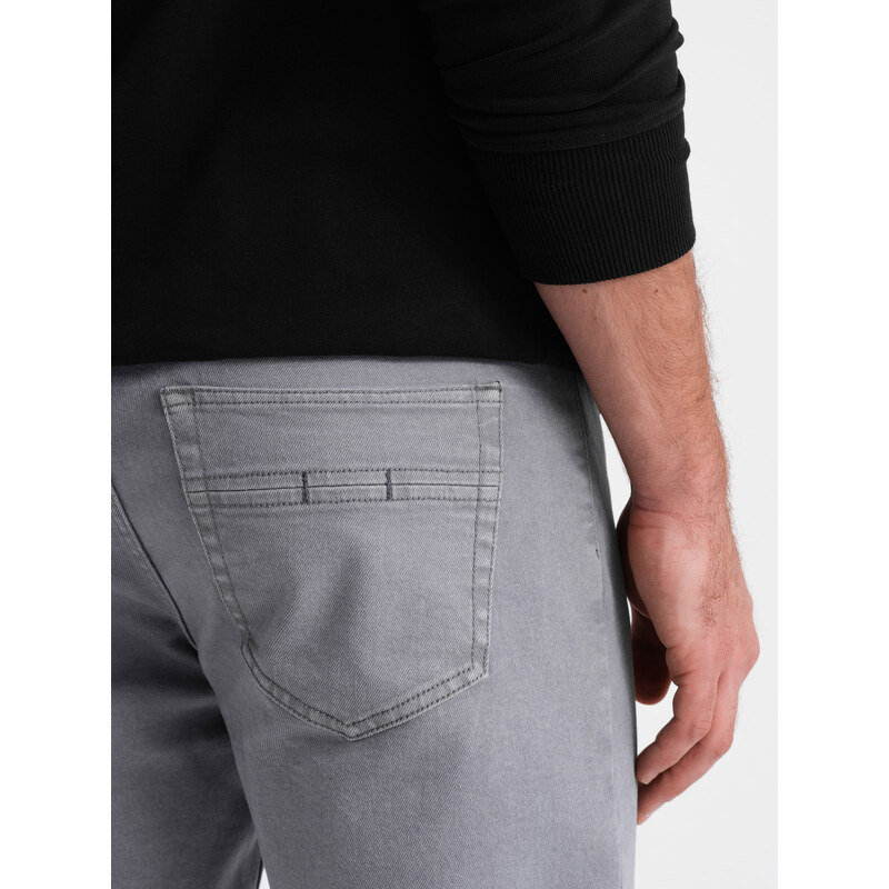 Ombre Clothing Vyriškos džinsinės kelnės be trynimo SLIM FIT - pilkos V1 OM-PADP-0148