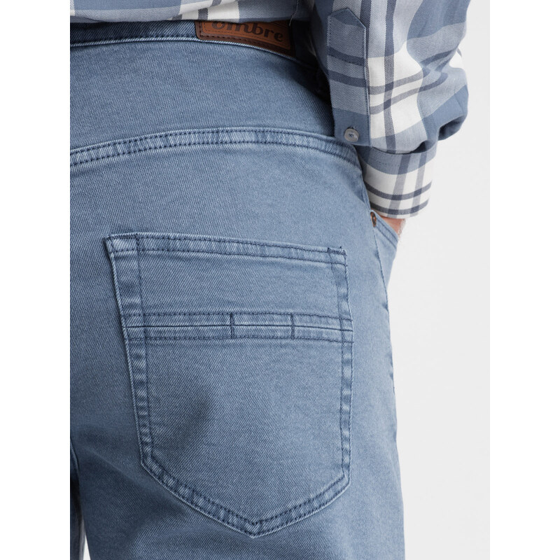 Ombre Clothing Vyriškos džinsinės kelnės be trynimo SLIM FIT - mėlynos V3 OM-PADP-0148