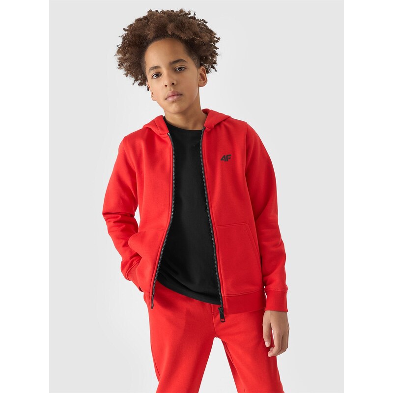 4F Sportinis atsegamas džemperis su gobtuvu berniukams - oranžinis