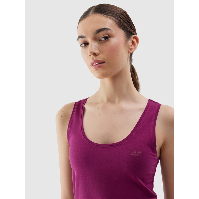 4F Moteriški Top slim lygus marškinėliai - violetiniai