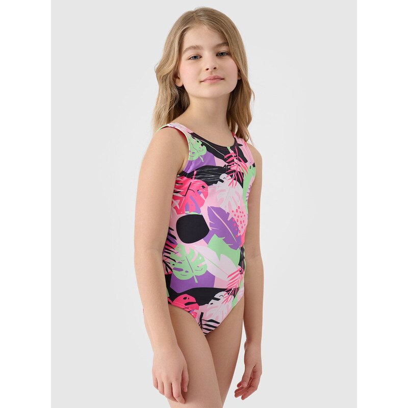4F Vientisas plaukimo kostiumėlis mergaitėms - daugiaspalvis