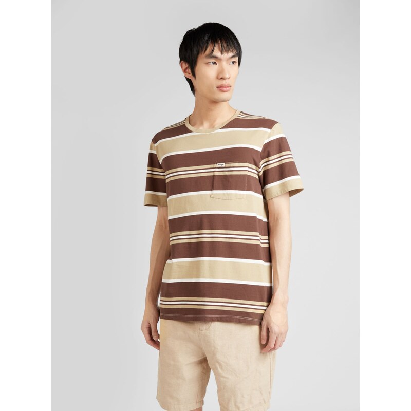 WRANGLER Marškinėliai smėlio spalva / tamsiai ruda / balta
