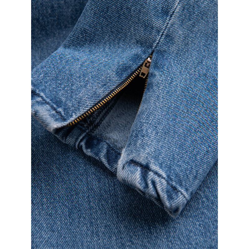 Ombre Clothing Vyriškos siaurėjančios džinsinės kelnės su skylutėmis - mėlynos V3 P1028