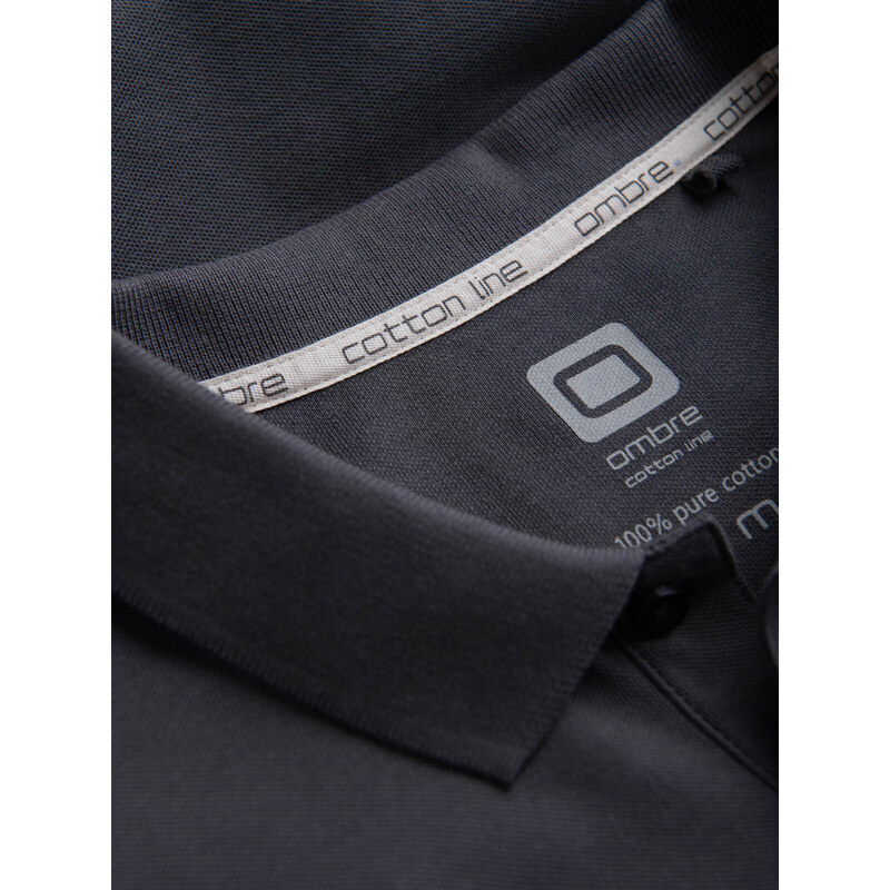 Ombre Clothing Vyriški pique trikotažo polo marškinėliai - grafito spalvos V3 S1374