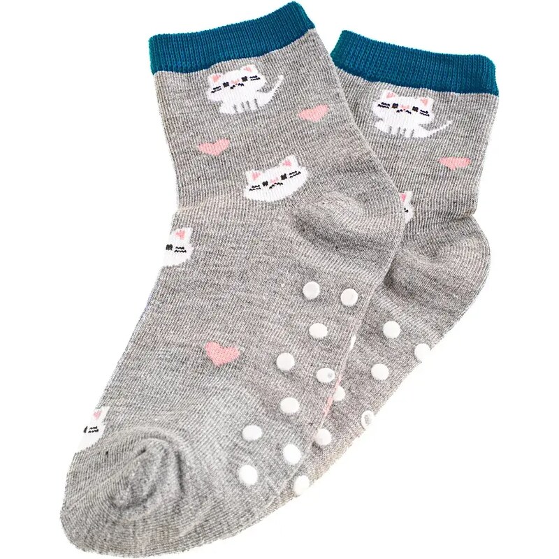 Shelvt Neslystančios vaikiškos kojinės pilkos katės - 19-22