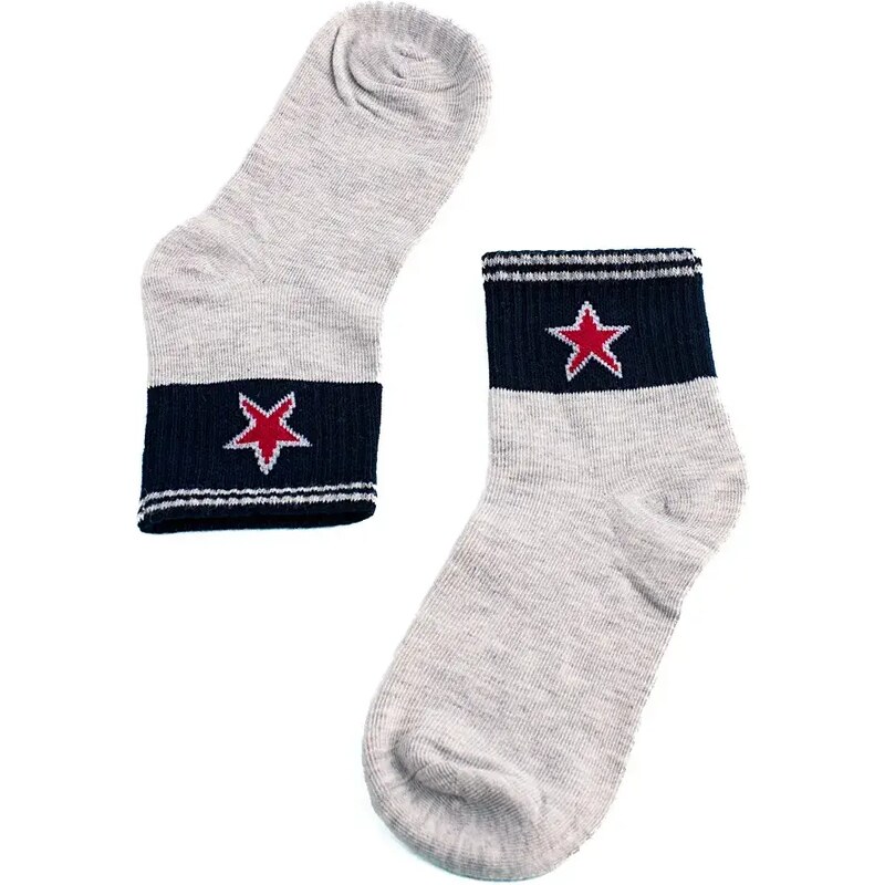 Shelvt Vaikų kojinės su žvaigždutėmis pilkos ir juodos spalvos - 24-27