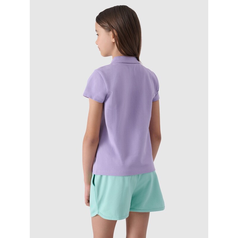 4F Polo regular marškinėliai mergaitėms - violetiniai