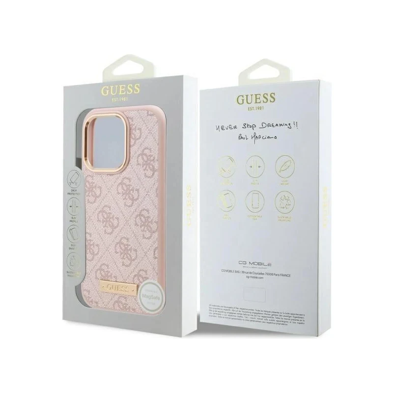 Guess - iPhone 17 Pro Max Taşlı Üçgen Logolu 4G Desenli Magsafe Uyumlu Kahvereng
