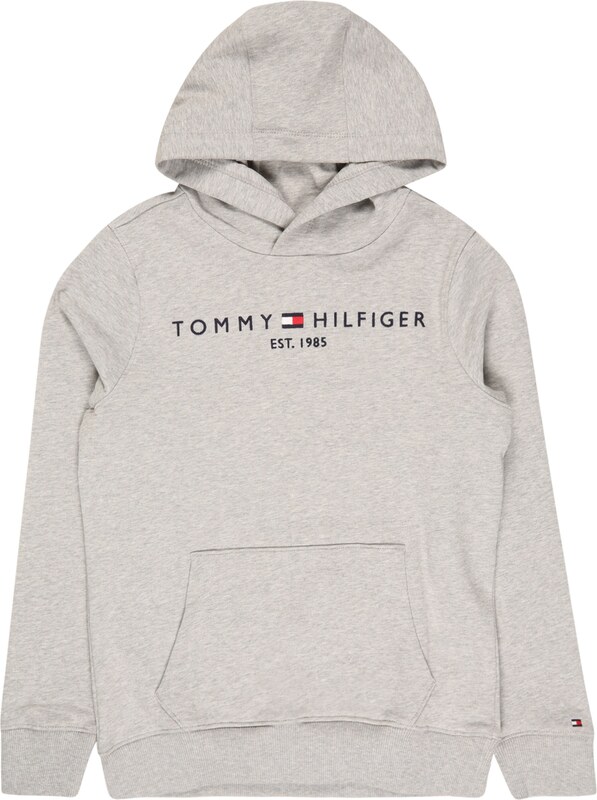 TOMMY HILFIGER Megztinis be užsegimo nakties mėlyna / margai pilka / šviesiai raudona / balta