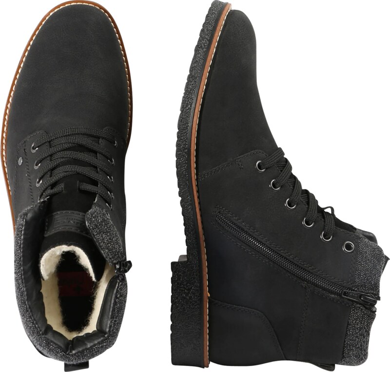 Rieker Auliniai batai su raišteliais antracito spalva / juoda