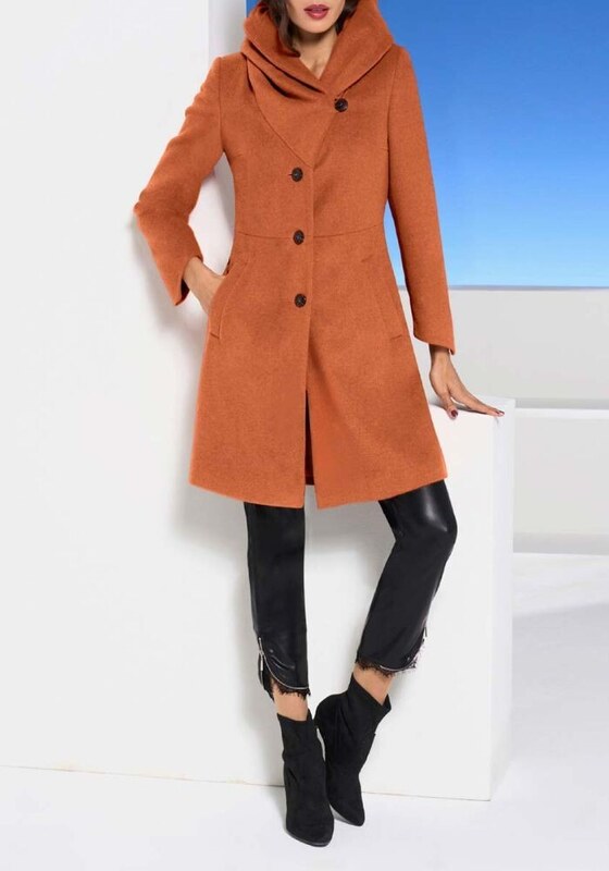 Oranžinis vilnonis paltas : Dydis - 34