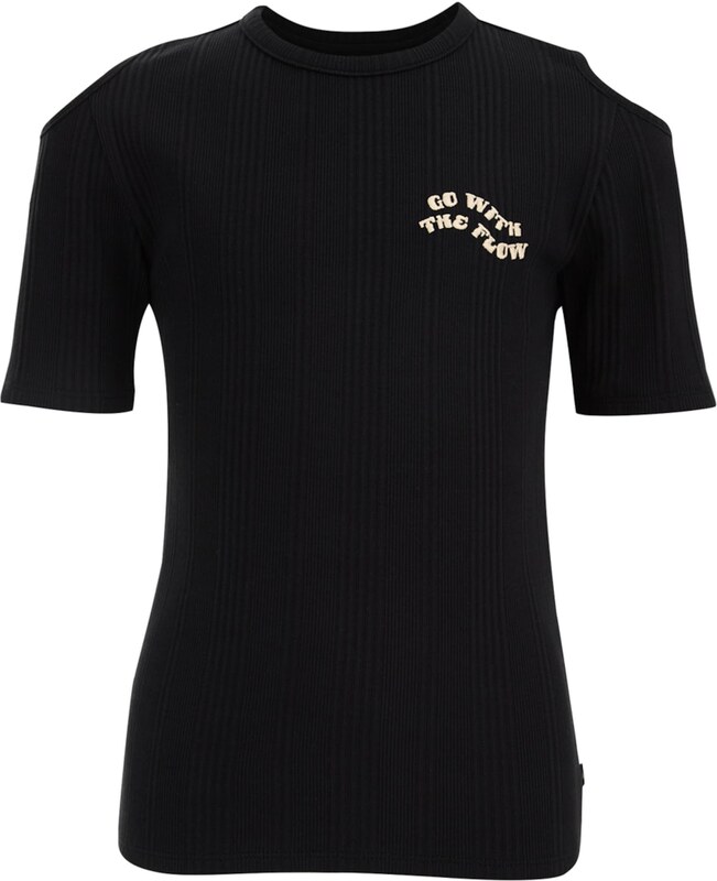 WE Fashion Marškinėliai juoda / balta