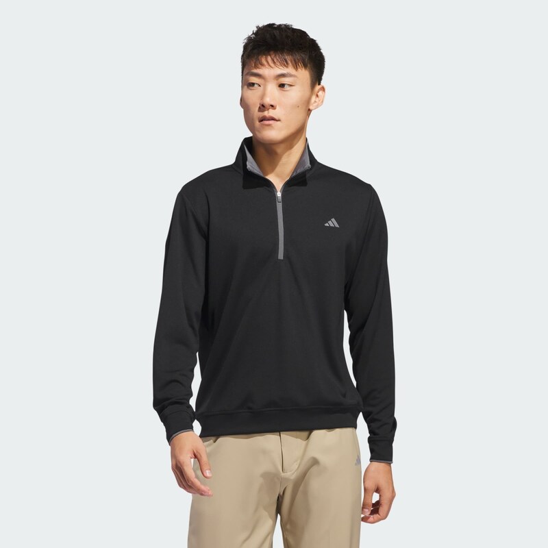 ADIDAS GOLF Sportiniai marškinėliai 'Lightweight Half-Zip' pilka / juoda