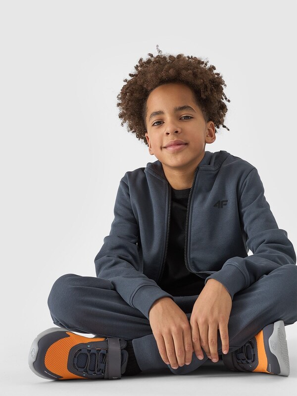 4F Sportinis atsegamas džemperis su gobtuvu berniukams - pilkas