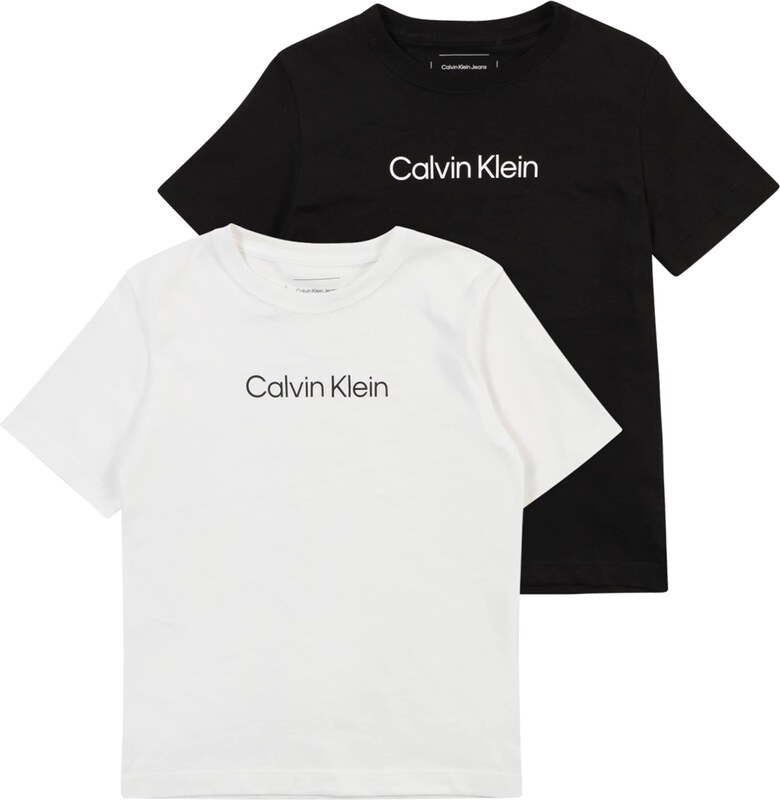 Calvin Klein Jeans Marškinėliai 'INSTITUTIONAL' juoda / balta