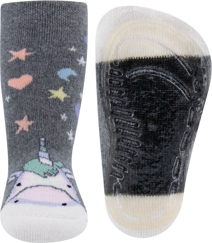 EWERS Kojinės 'Einhorn' antracito spalva / šviesiai pilka / pastelinė violetinė / pastelinė rožinė