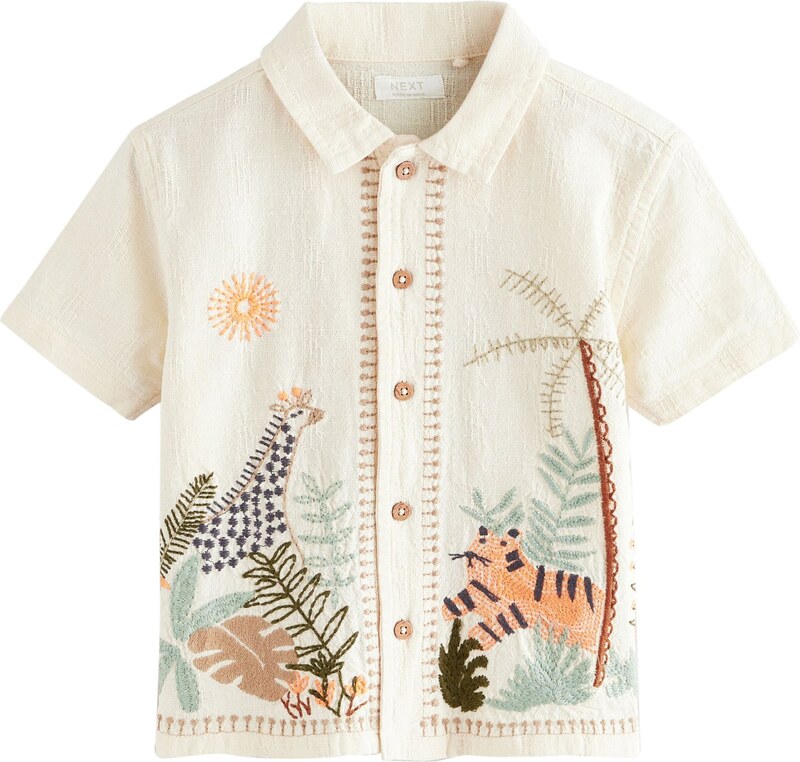 Next Marškiniai nebalintos drobės spalva / ruda / oranžinė