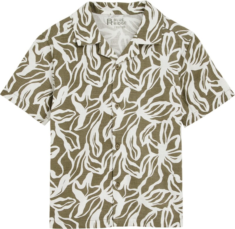 WE Fashion Marškiniai alyvuogių spalva / balta