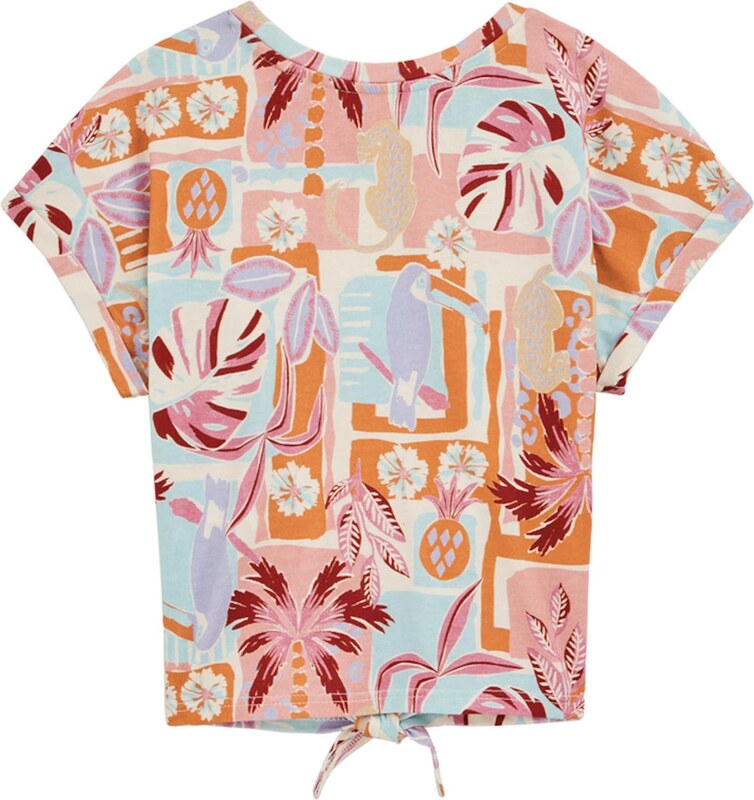 WE Fashion Marškinėliai šviesiai mėlyna / oranžinė / rožių spalva / balta