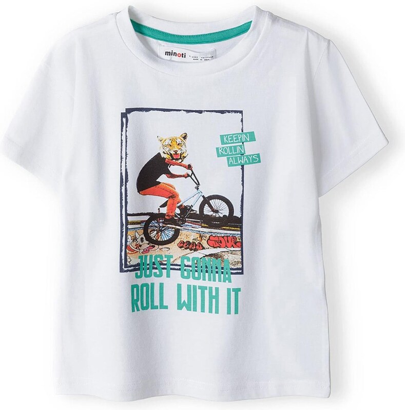 MINOTI Marškinėliai nefrito spalva / tamsiai oranžinė / juoda / balta