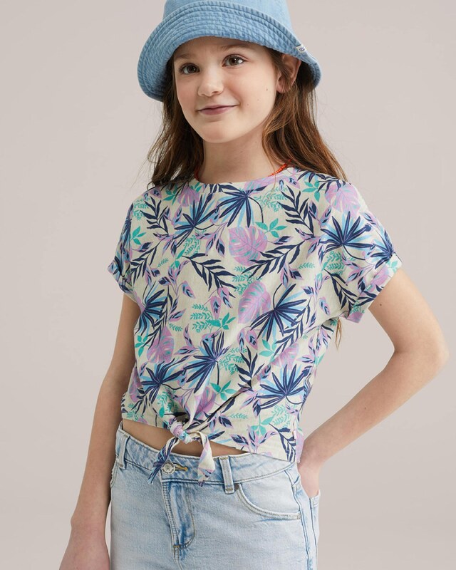 WE Fashion Marškinėliai tamsiai mėlyna / mėtų spalva / balta