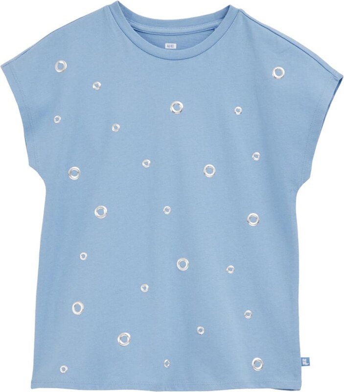 WE Fashion Marškinėliai šviesiai mėlyna / sidabrinė