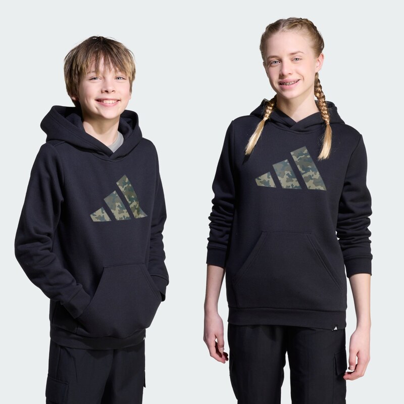 ADIDAS SPORTSWEAR Megztinis be užsegimo 'Camo Graphic Hoodie' rusvai žalia / alyvuogių spalva / juoda