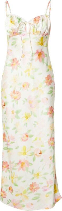 Gina Tricot Vasarinė suknelė dramblio kaulo / geltona / šviesiai žalia / ryškiai rožinė spalva