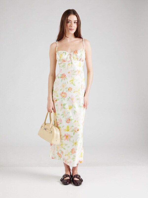 Gina Tricot Vasarinė suknelė dramblio kaulo / geltona / šviesiai žalia / ryškiai rožinė spalva