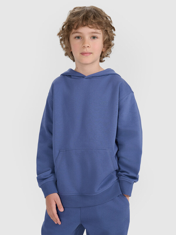 4F Sportinis neatsegamas džemperis su gobtuvu berniukams - mėlynas