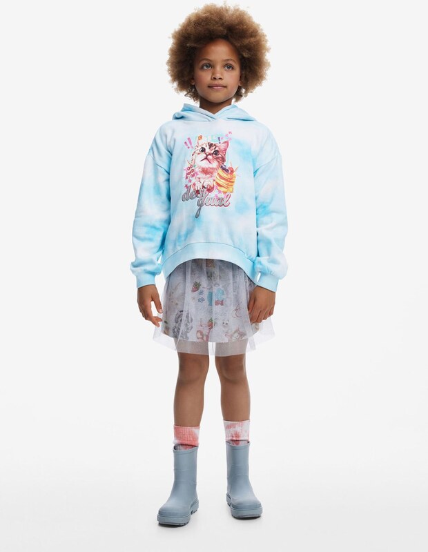 Desigual Megztinis 'Cat Clouds' mėlyna / šviesiai ruda / rožių spalva / balta