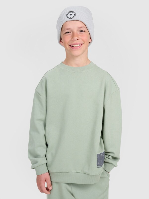 4F Sportinis oversize neatsegamas džemperis be gobtuvo - alyvuogių spalvos