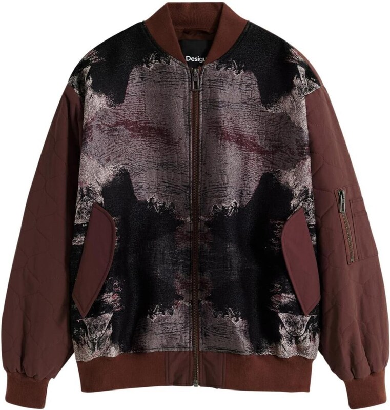 Desigual Demisezoninė striukė rusva / pilka / juoda / balta