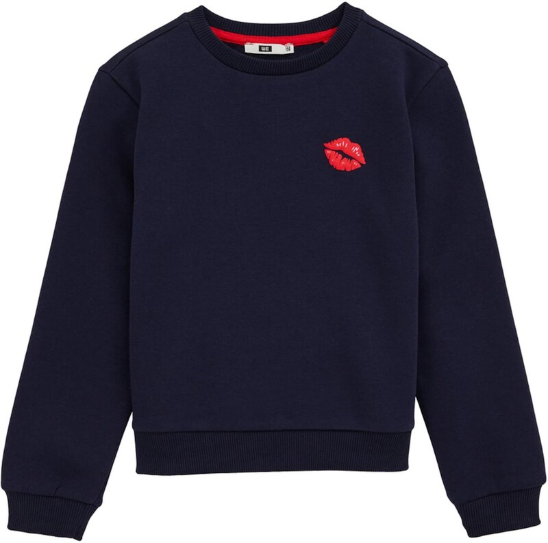 WE Fashion Megztinis be užsegimo tamsiai mėlyna jūros spalva / rožių spalva / raudona