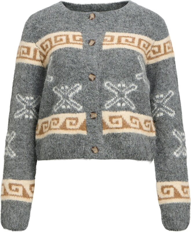 OBJECT Kardiganas smėlio spalva / ruda (konjako) / margai pilka / balta