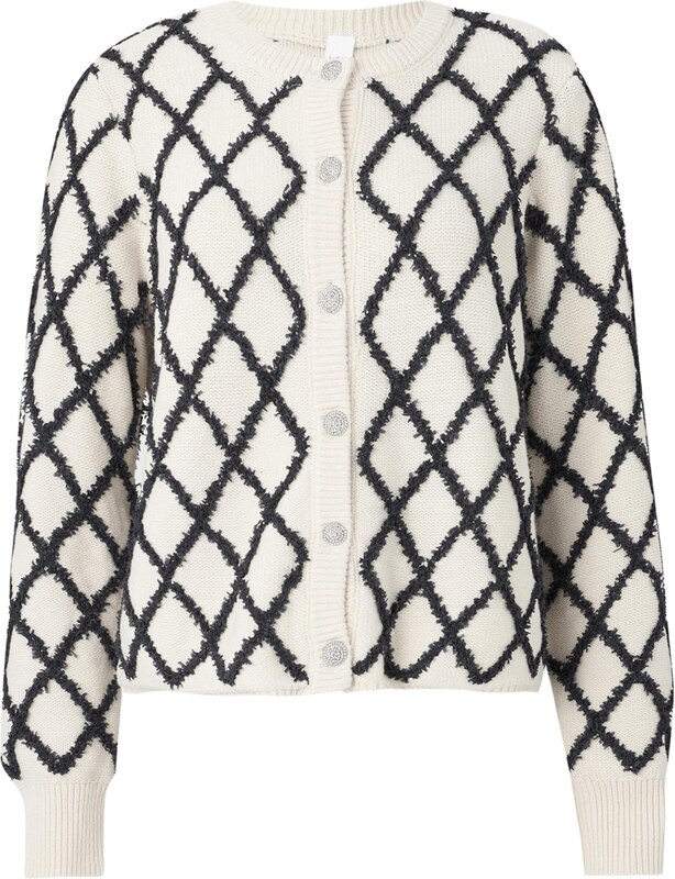 YAS Kardiganas 'YASZIGLY' smėlio spalva / juoda