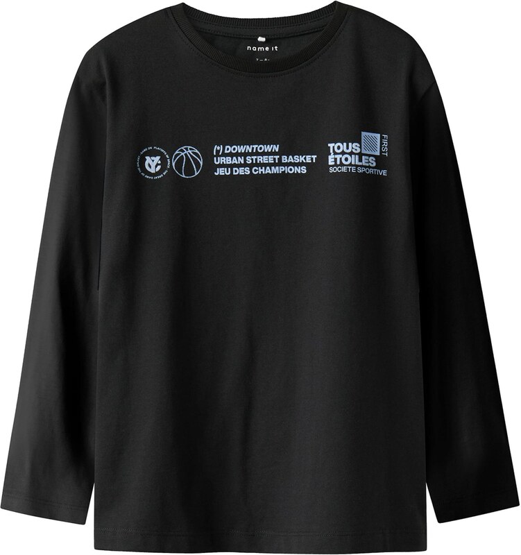 NAME IT Marškinėliai 'NKMRamsey' šviesiai mėlyna / juoda