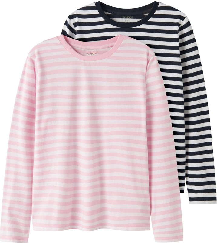 TWO SOON Marškinėliai nakties mėlyna / rožinė / šviesiai rožinė / balta