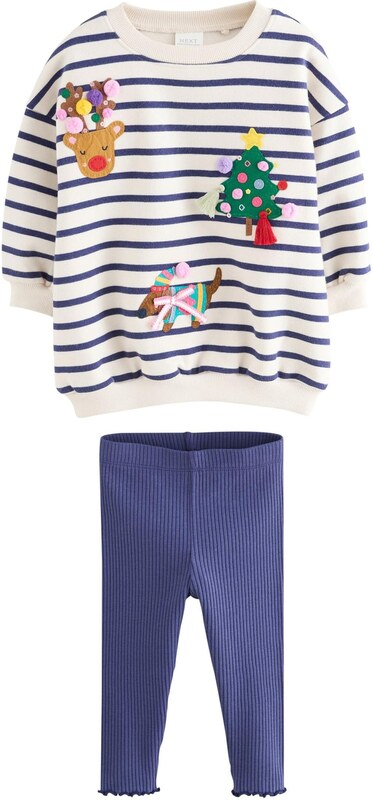 Next Rinkinys kremo / tamsiai mėlyna / tamsiai ruda / spanguolių spalva