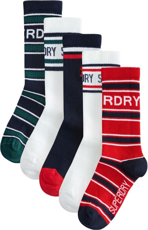 Superdry & Co Kojinės tamsiai žalia / raudona / juoda / natūrali balta